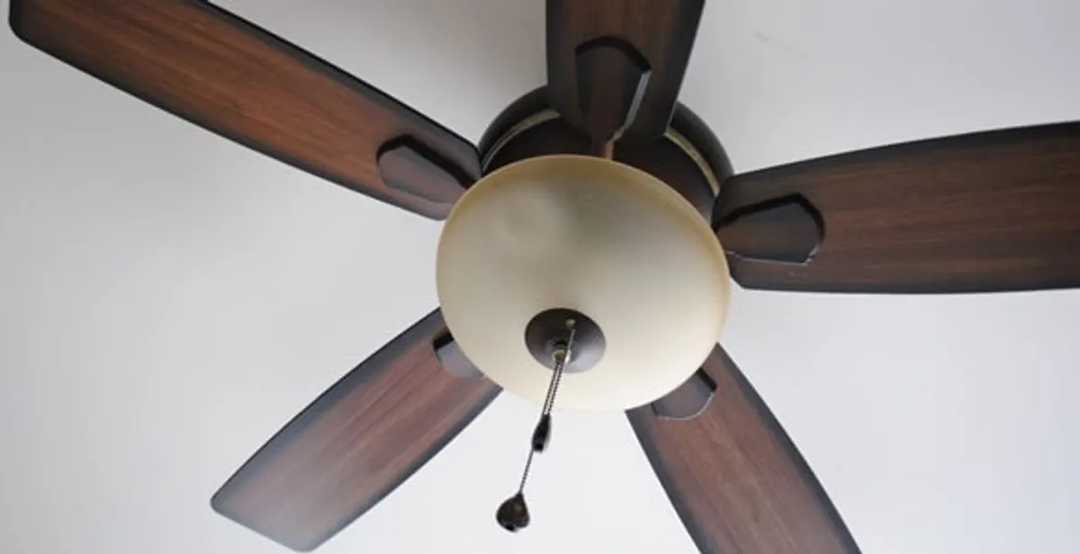 Fully installed ceiling fan with balanced blades and light fixture in Cherry Hill, NJ