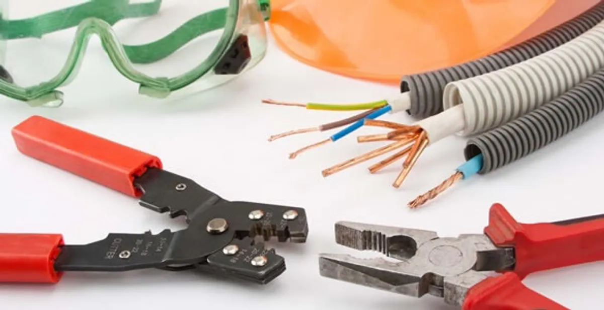 Electrical wiring repair with professional tools and safety equipment in Maple Shade, NJ