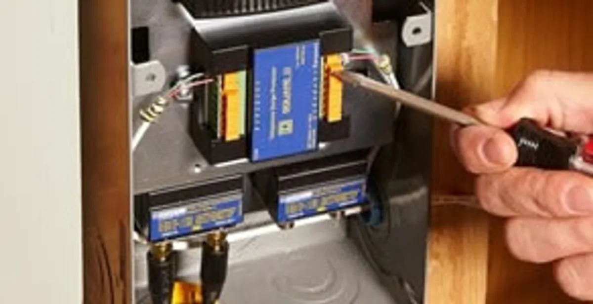 Whole home surge protection device being installed by a licensed electrician to protect electrical systems in Cherry Hill, NJ